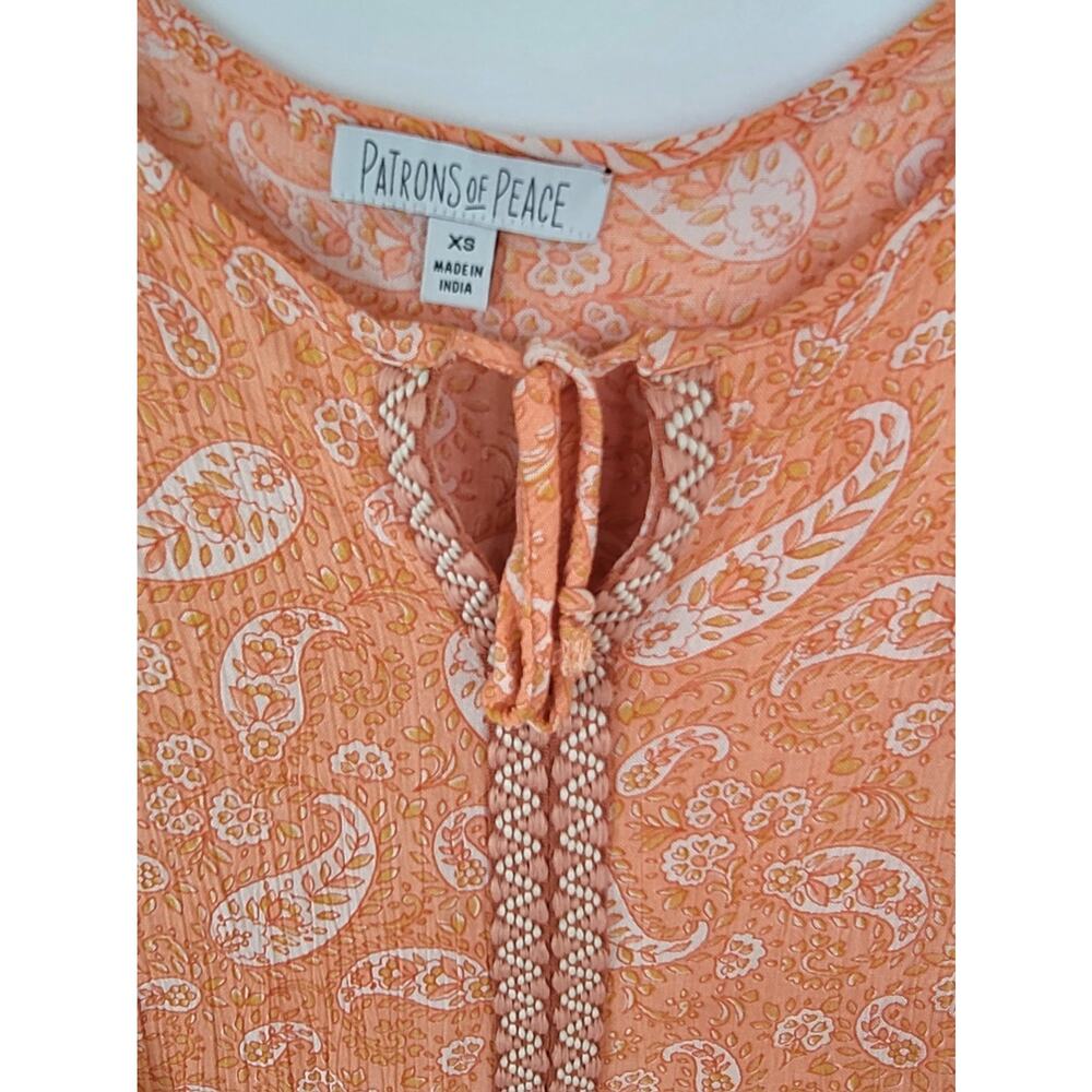 Patrons of Peace Boho Hippie Festival Coral Paisley Ruffle Tank Top Size XS - Picture 6 of 12